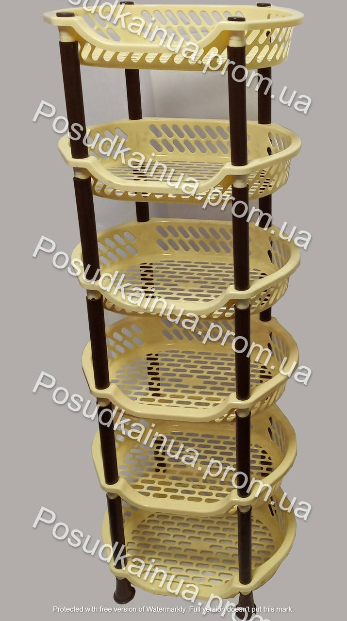 

Овальная этажерка для ванной и кухни EFE Plastics 6 ярусов коричнево-бежевая
