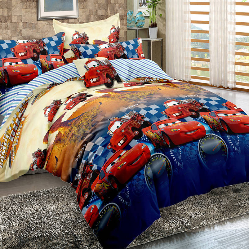 

Детское постельное белье полуторное односпальное TM Krispol 150*220 Тачки 797, Разные цвета