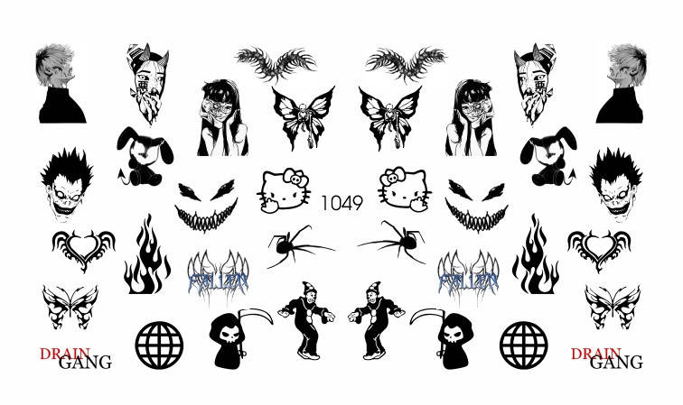 

Водный слайдер дизайн для ногтей Аниме № 1049