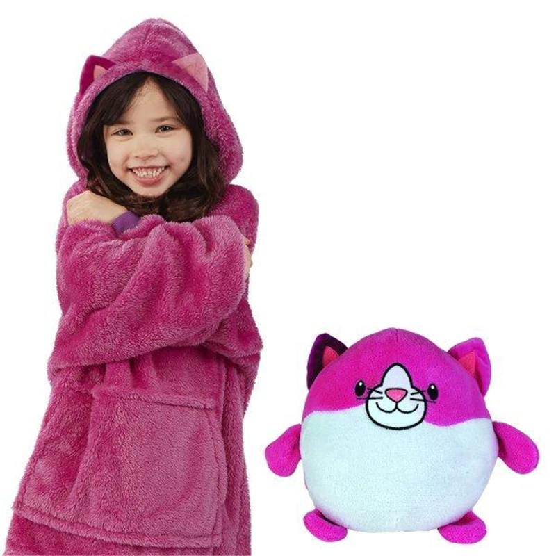 

Детская игрушка-толстовка Huggle Pets Hoodie / Плед с капюшоном и рукавами 3 в 1 Розовый