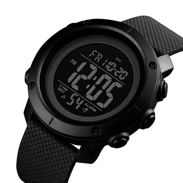 

Мужские часы Skmei 1434 Black (будильник, секундомер, отображение даты, подсветка)