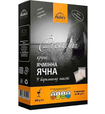 

Крупа ячневая ТМ «Holm’s» — варочный пакет в картонной упаковке 400 г