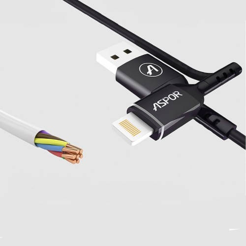 

Кабель Aspor A122 Lightning 2.4A 1.2м Black, Черный