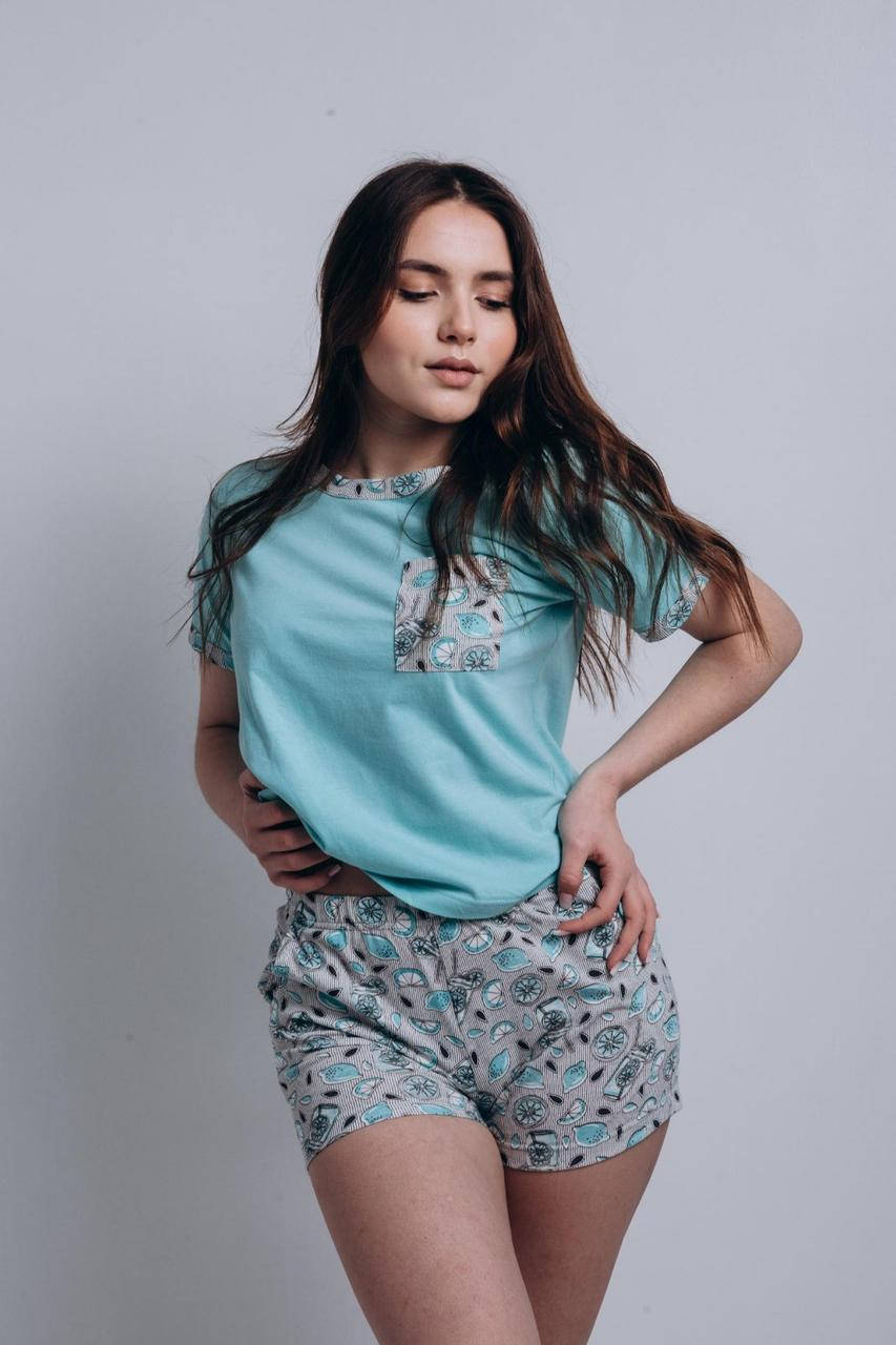 

Жіноча піжама-комплект футболка +шорти з трикотажу р.S/M/L/XL XL