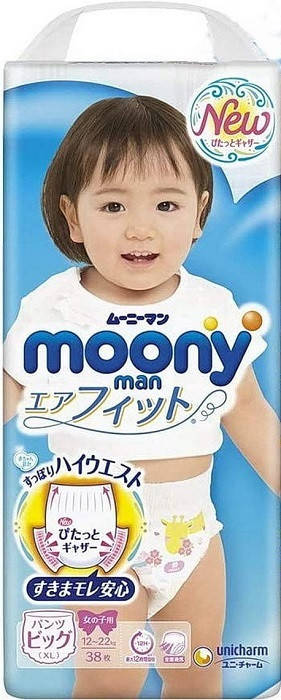 

Трусики Moony для девочек Big (12-22кг) 38шт внутренний рынок Японии