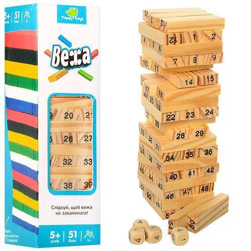 

Деревянная игрушка. Дженга маленькая с кубиком. MD1211 Tree Toys