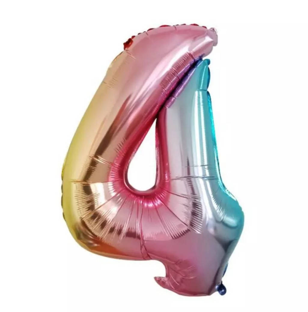 

Шар цифра "4" (Радужная) фольгированная "32" (76 см), Разные цвета