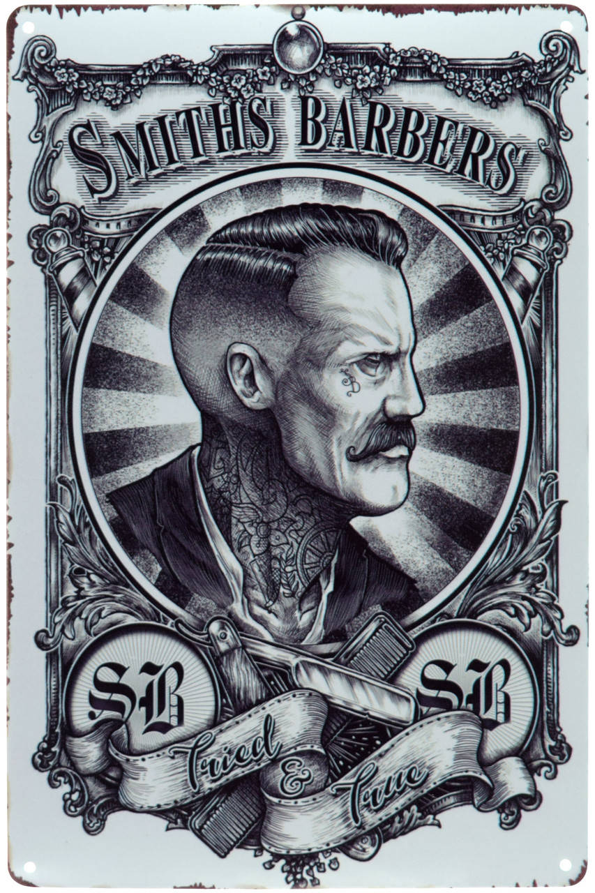 

Металлическая табличка "Барбершоп / Barber Shop (Smiths Barbers)" (ms-00712)