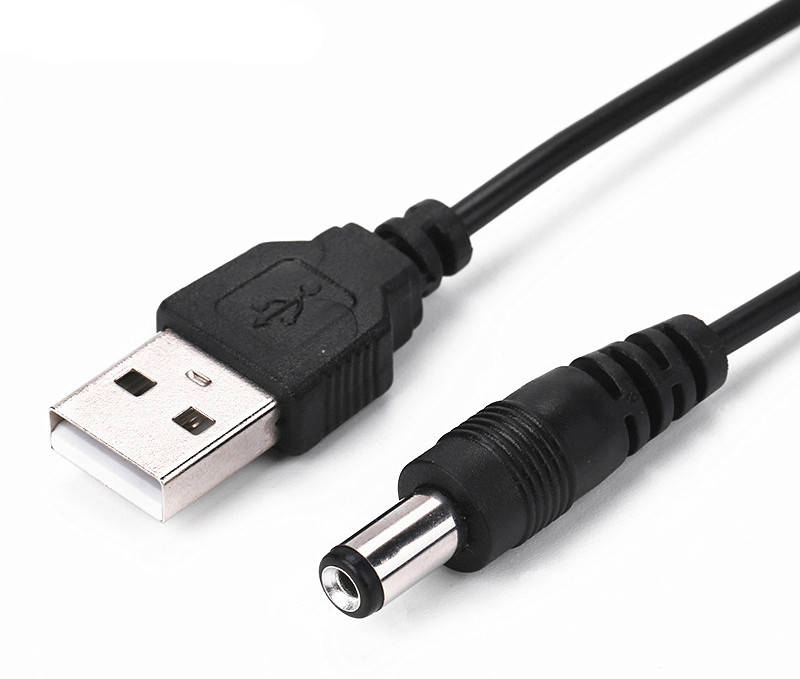 

Кабель питания USB - 5.5x2.1 мм 1 метр (прямой) (5141), Черный