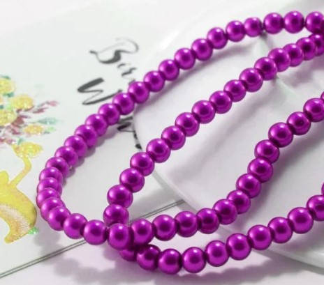 

Жемчуг стеклянный 6мм ≈100шт, цвет - малиновый, Бирюзовый