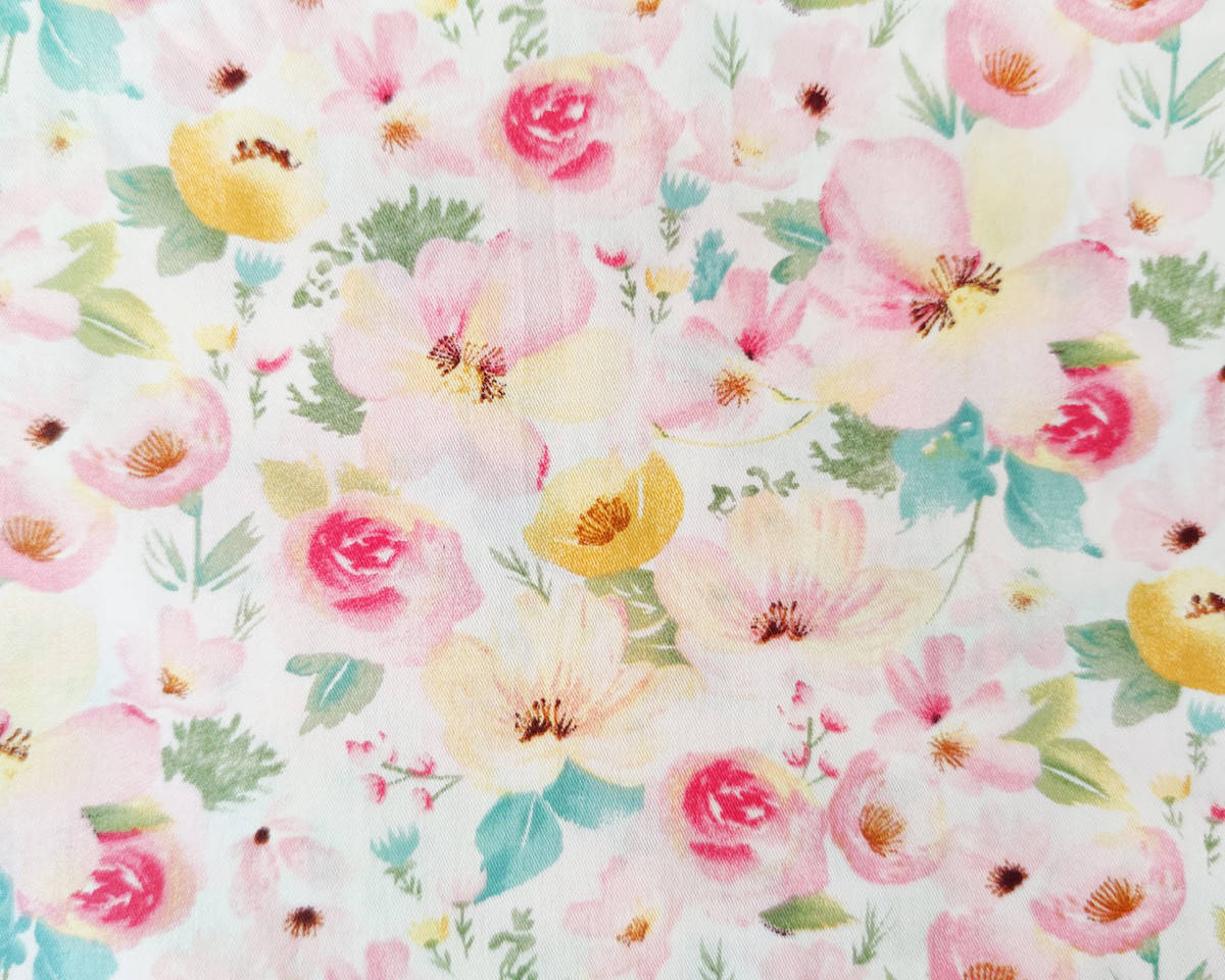 

Ткань хлопок "Акварельные цветы розовые". Отрез 40*50 см.