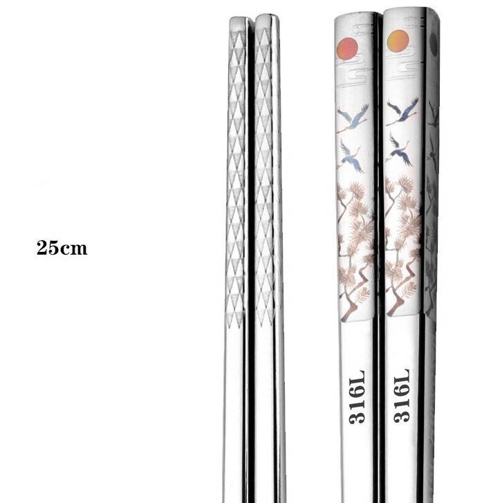 

Премиум Китайские Палочки Для Еды "Полёт Журавля" с лазерным узором медицинская нержавеющая сталь 316L