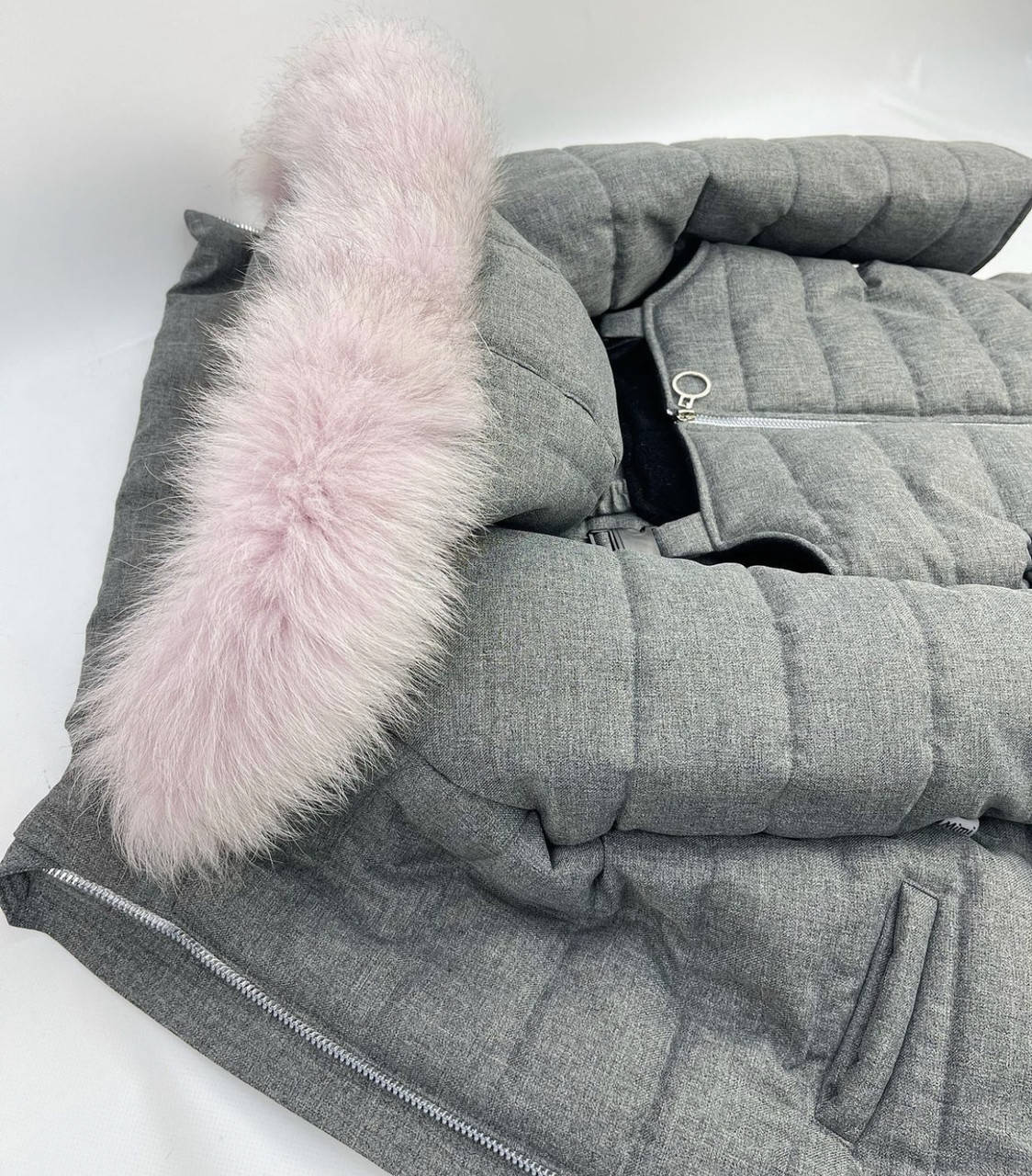 

Дитячий сірий зимовий костюм куртка та напівкомбінезон для дівчинки, Серый