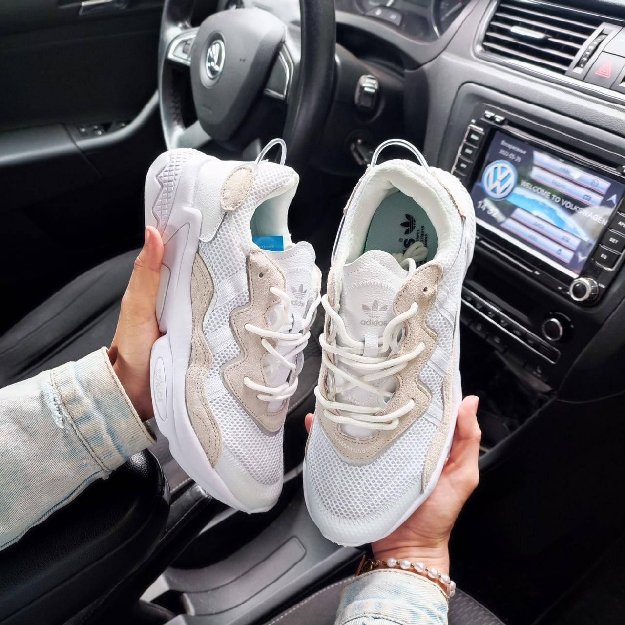 

Мужские кроссовки Adidas Ozweego белые летние Адидас Озвиго сетка, Белый