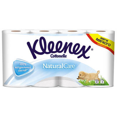 

Туалетная бумага Kleenex Cottonelle Natural Care 155 отрывов 3 слоя 8 рулонов (5029053545745)