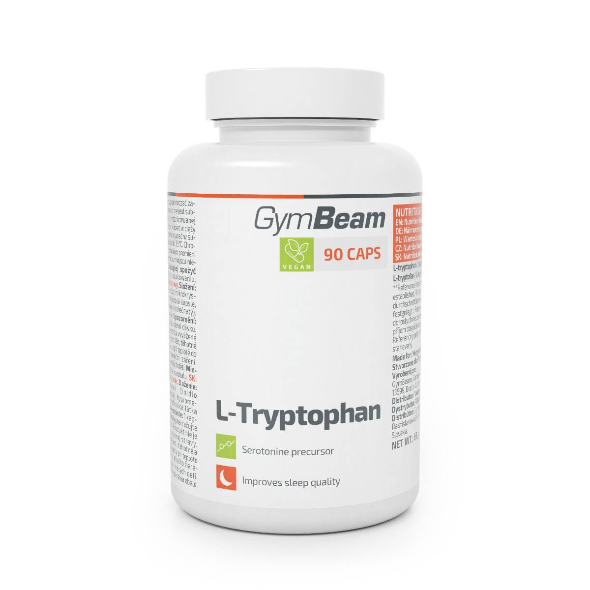 

L-триптофан GymBeam 500 мг, 90 капсул