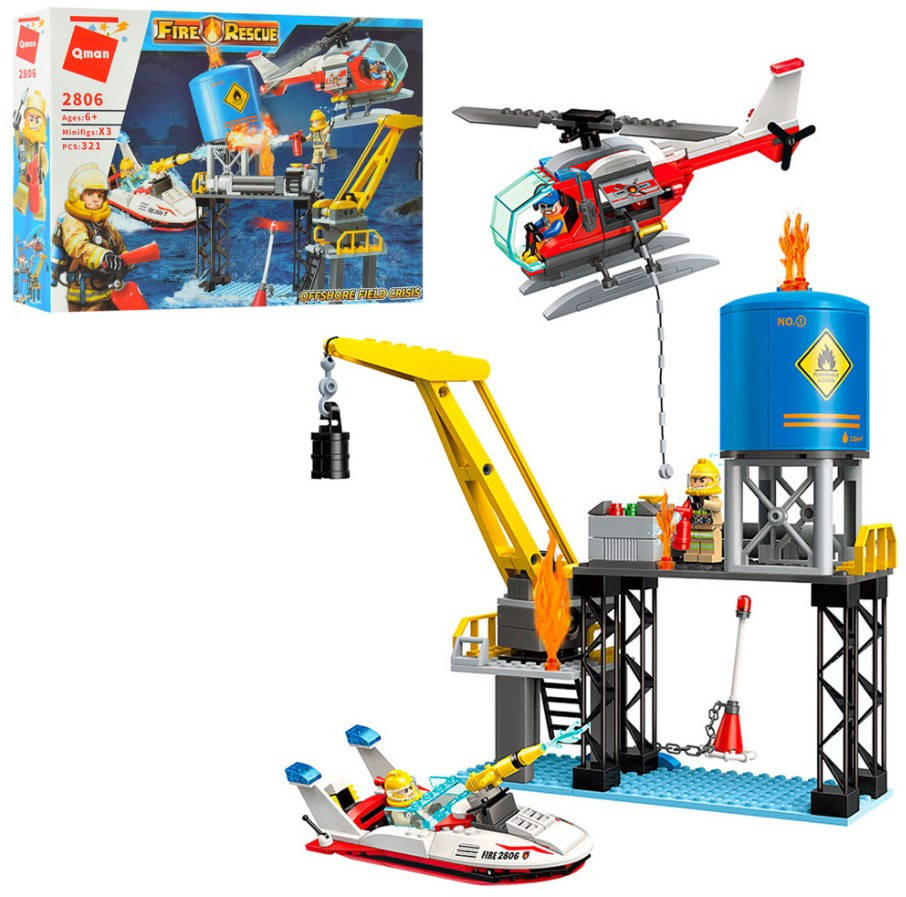 

Конструктор Qman Пожар на месторождении в открытом море Fire Rescue 321 деталь 2806