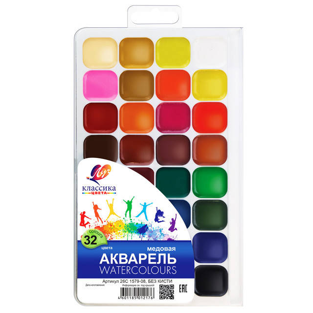 

Краски акварельные медовые Луч Классика 32 цвета