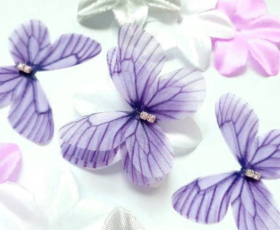 

Бабочка из шифона 46х36мм, двухслойные шифоновые бабочки