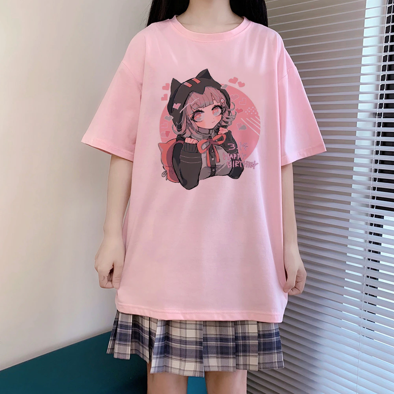 

Футболка с аниме принтом в японском стиле харадзюку kawaii M, Розовый