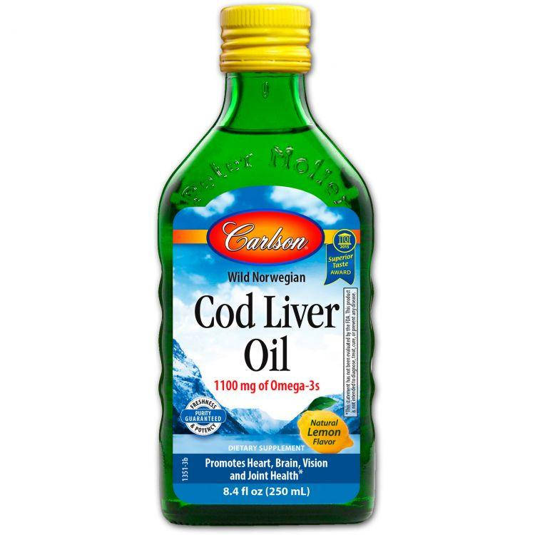 

Рыбий жир из печени трески (Cod Liver Oil) 1100 мг 250 мл со вкусом лимона