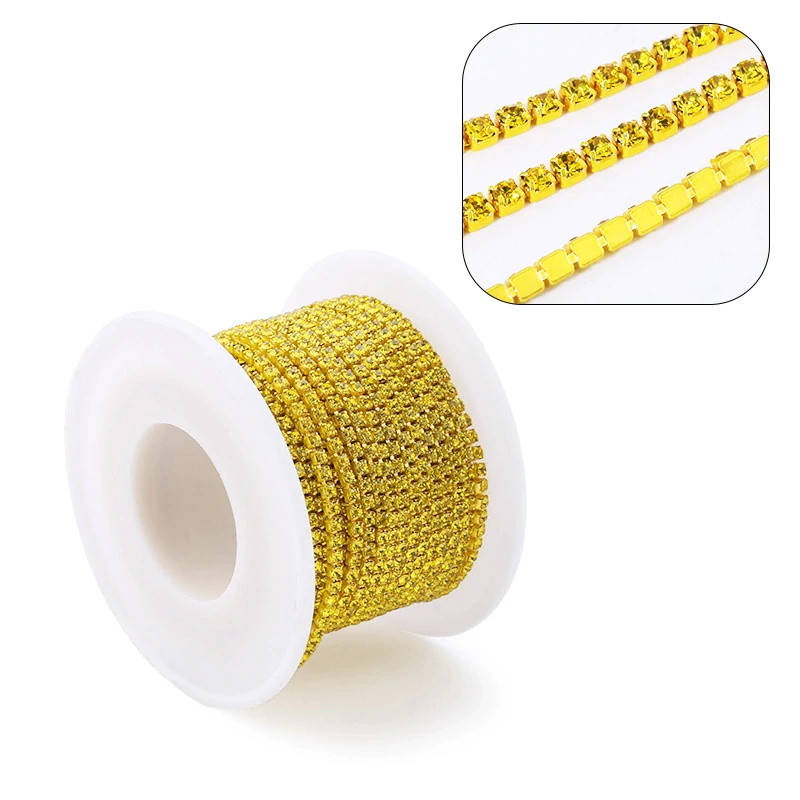 

Стразовая цепочка, цвет Citrine, оправа под цвет страз, ss6 (2 mm) 1м., Желтый