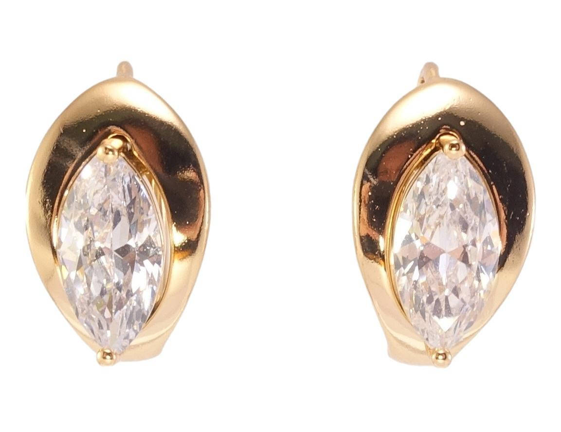 

Серьги Xuping Позолота 18K колечки "Овалы с кристаллом Маркиз"