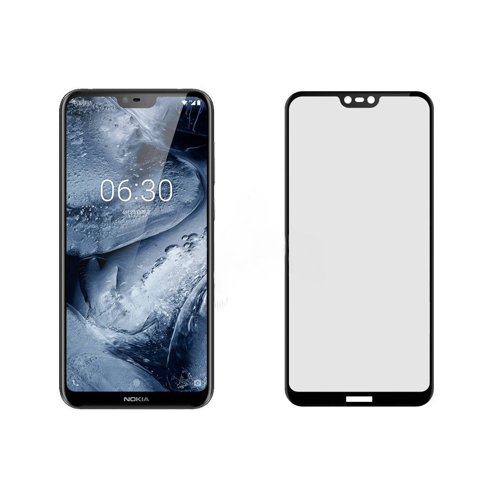 

Защитное стекло 5D на весь экран для Nokia 7.1 черное клей по всей поверхности, Черный