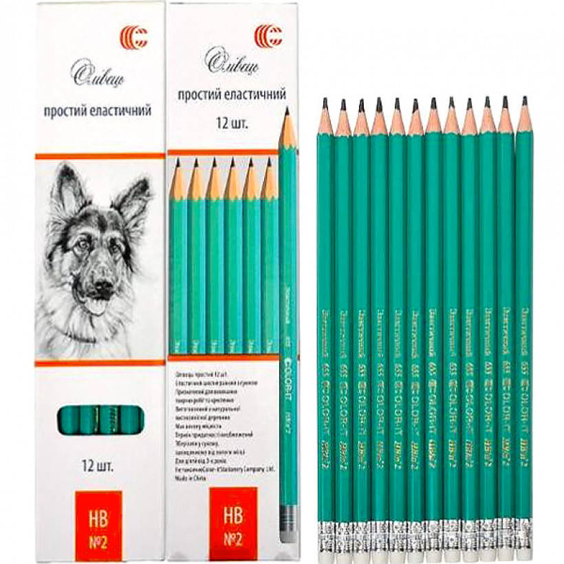 

Карандаш чернографитный Color HB пластиковый с ластиком арт.CR655, Черный
