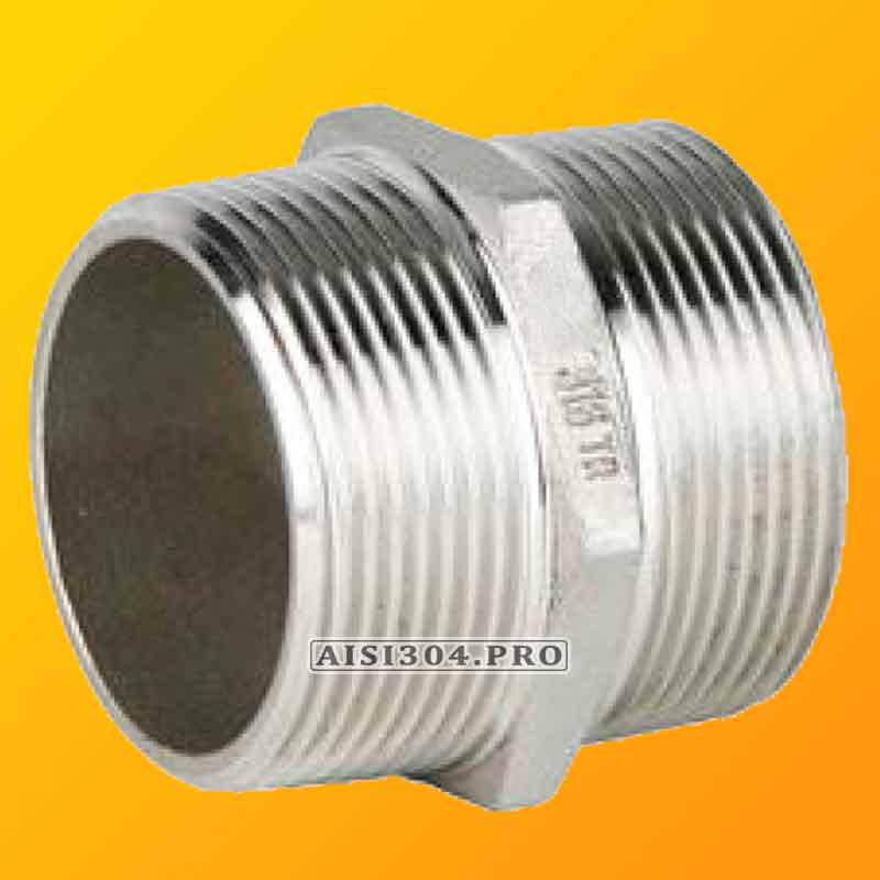

Ниппель нержавеющий Ду 15 (1/2") AISI304 с шестигранником