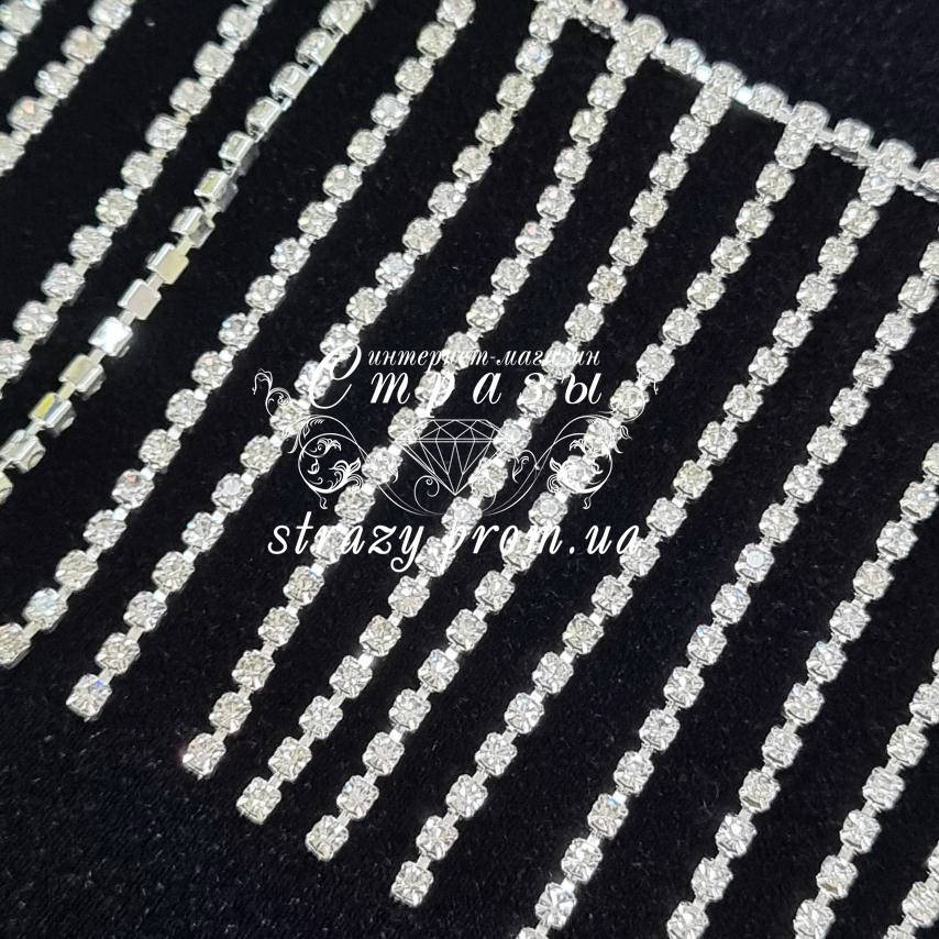 

Цепочка - бахрома ss12 Crystal , 1м. (высота 8 см)