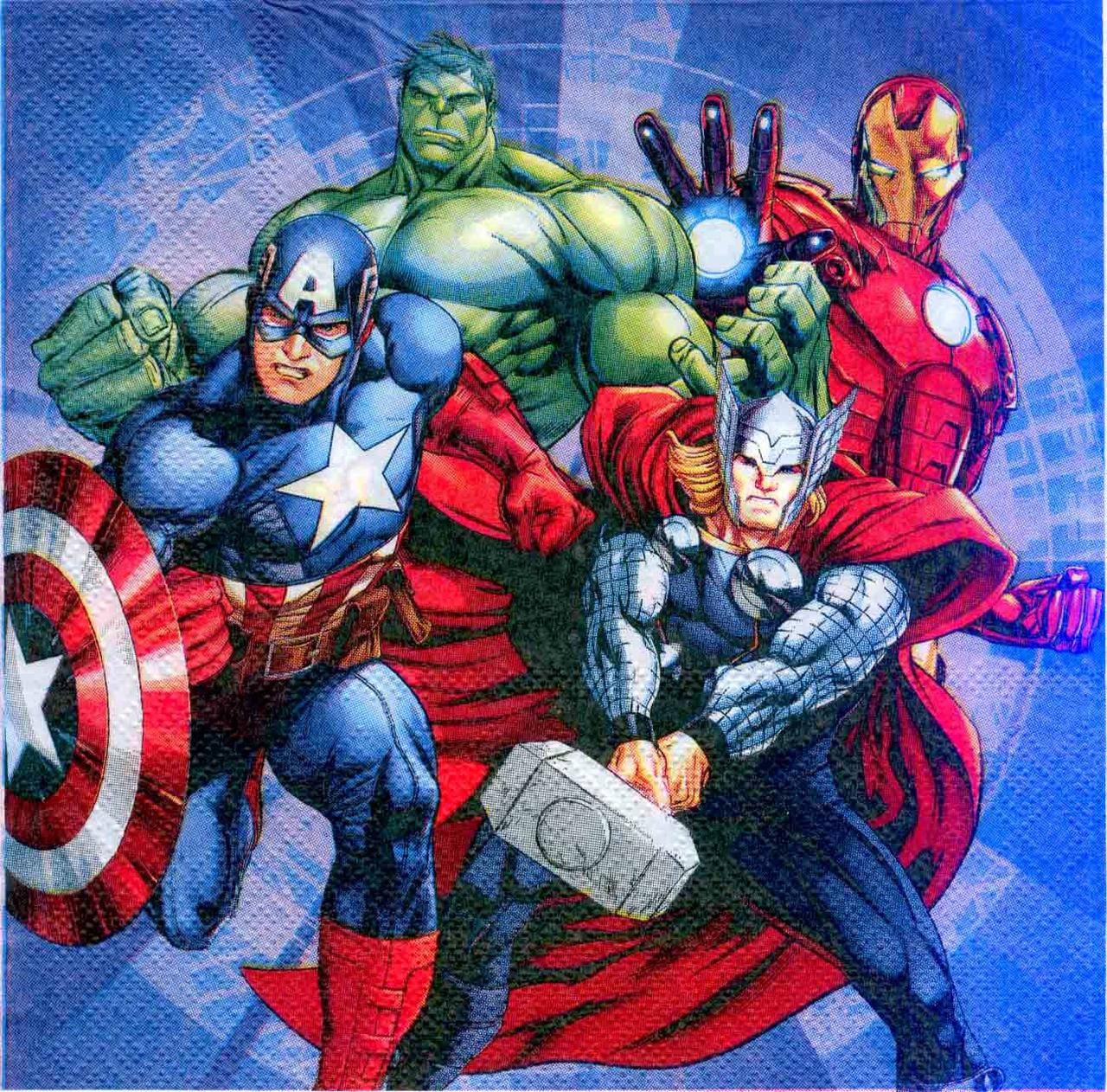 

Серветки паперові святкові "Мстители". В упак: 15шт.