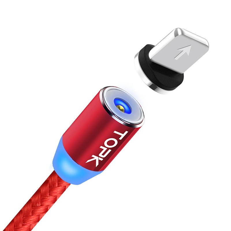 

TOPK AM23. Магнитный кабель 360° USB 2.0 для зарядки разьем IPhone. Красный