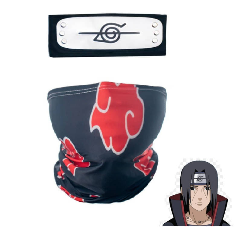 

Набор Наруто Итачи Учиха повязка и бафф Акацуки из аниме Naruto, размер универсальный