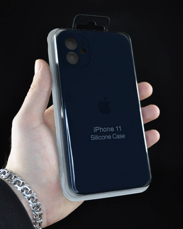 

Силиконовый чехол с квадратными бортами на iPhone 11 Deep navy (36), Черный