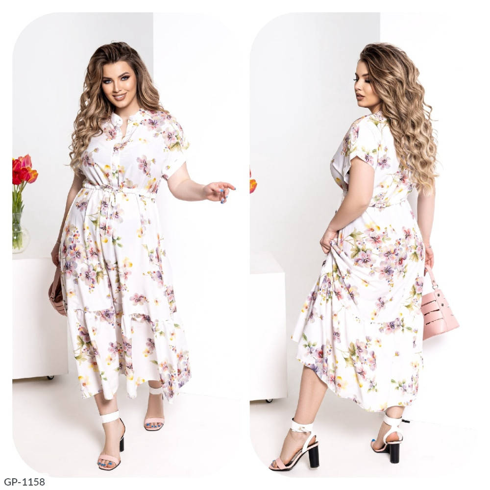 

Женское летнее платье. Цвет белый. Размеры 50-52,54-56,58-60,62-64