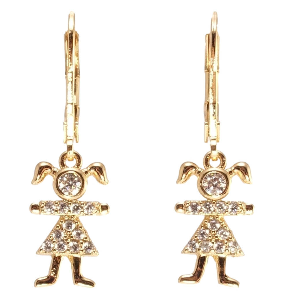 

Серьги Xuping Позолота 18K подвески французский замок "Девочки с цирконием"