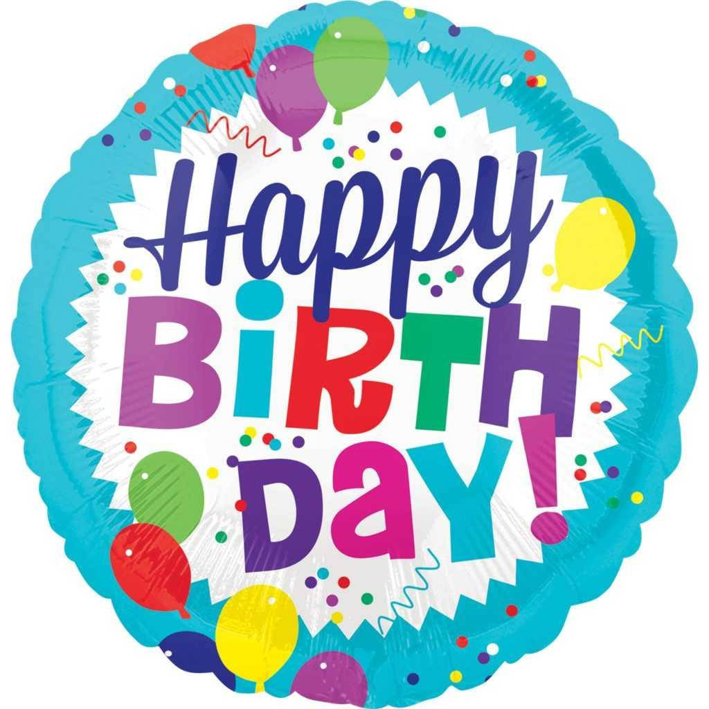 

Фольгированный шар круг Happy Birthday бирюзовый с шариками 18 "Китай