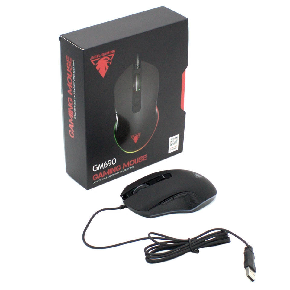 

Игровая компьютерная мышь Jedel GM 690 с подсветкой Геймерская проводная USB, Черный