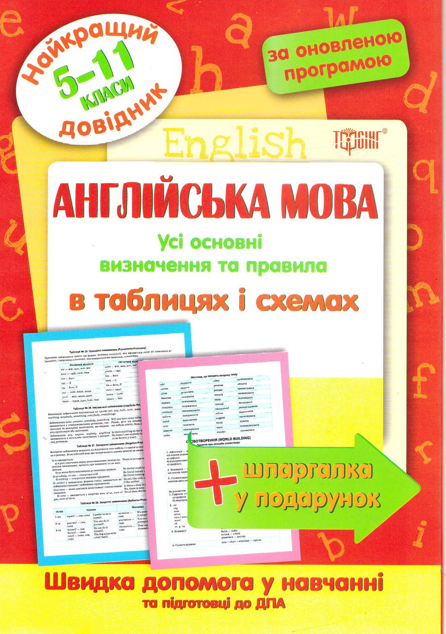 

Найкращий довідник Торсінг Англійська мова в таблицях та схемах 5-11 класи