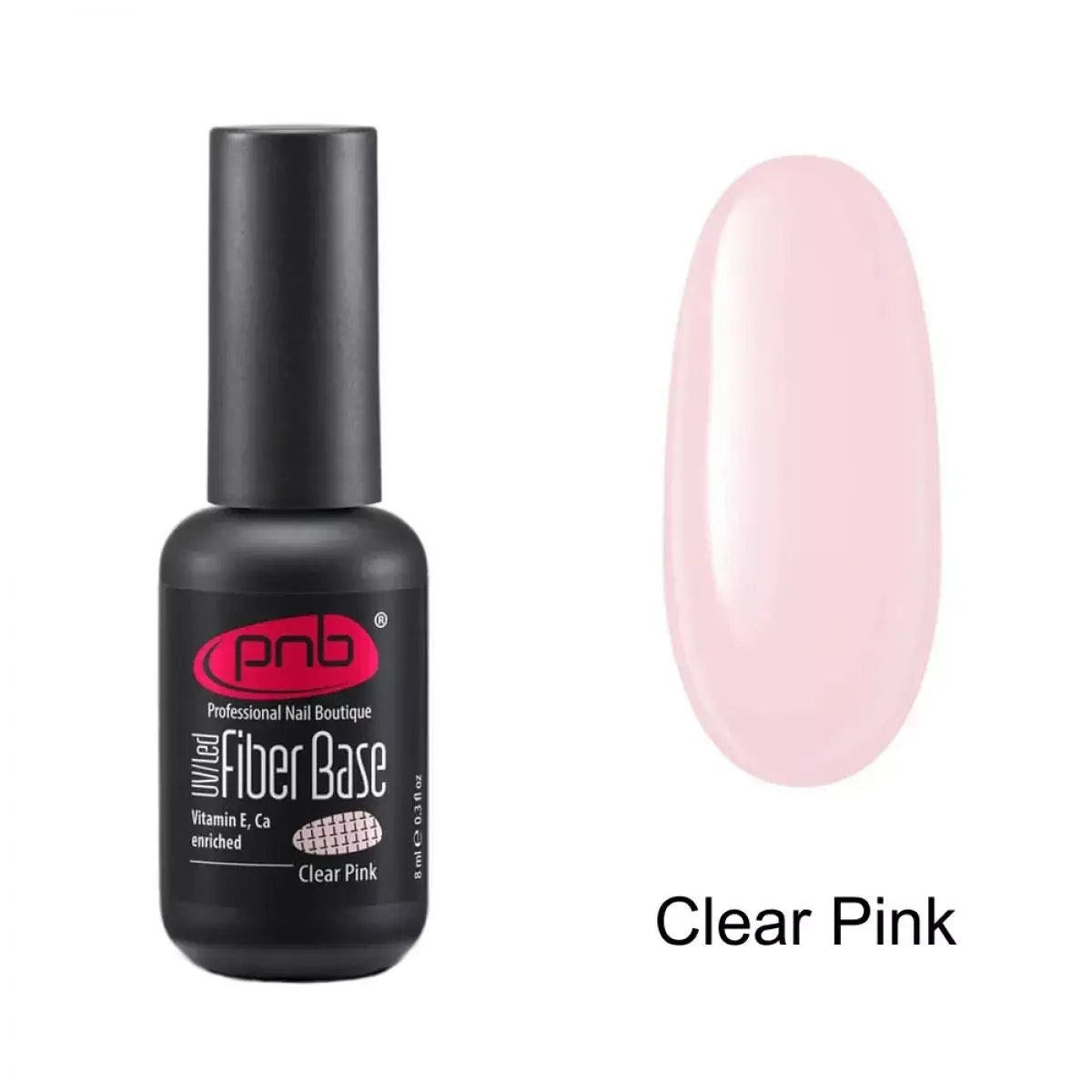 

База для гель-лака PNB UV/LED Fiber Base Clear Pink с нейлоновыми волокнами, 17 мл