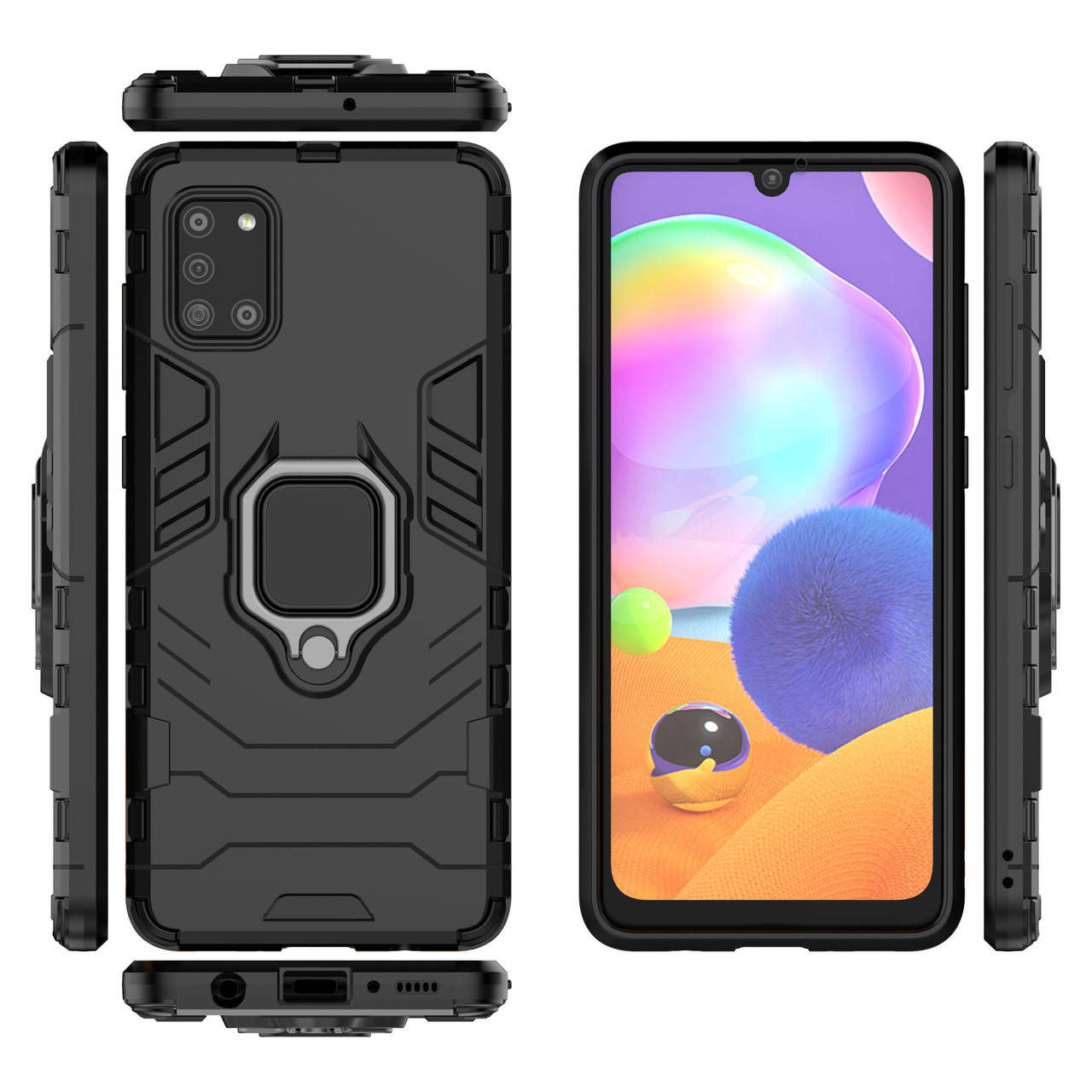 

Бронированный чехол для Samsung Galaxy A31 A315 с кольцом Black, Черный