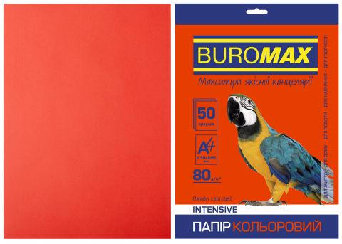 

Бумага цветная А4 80г/м2 INTENSIV красная 50л.