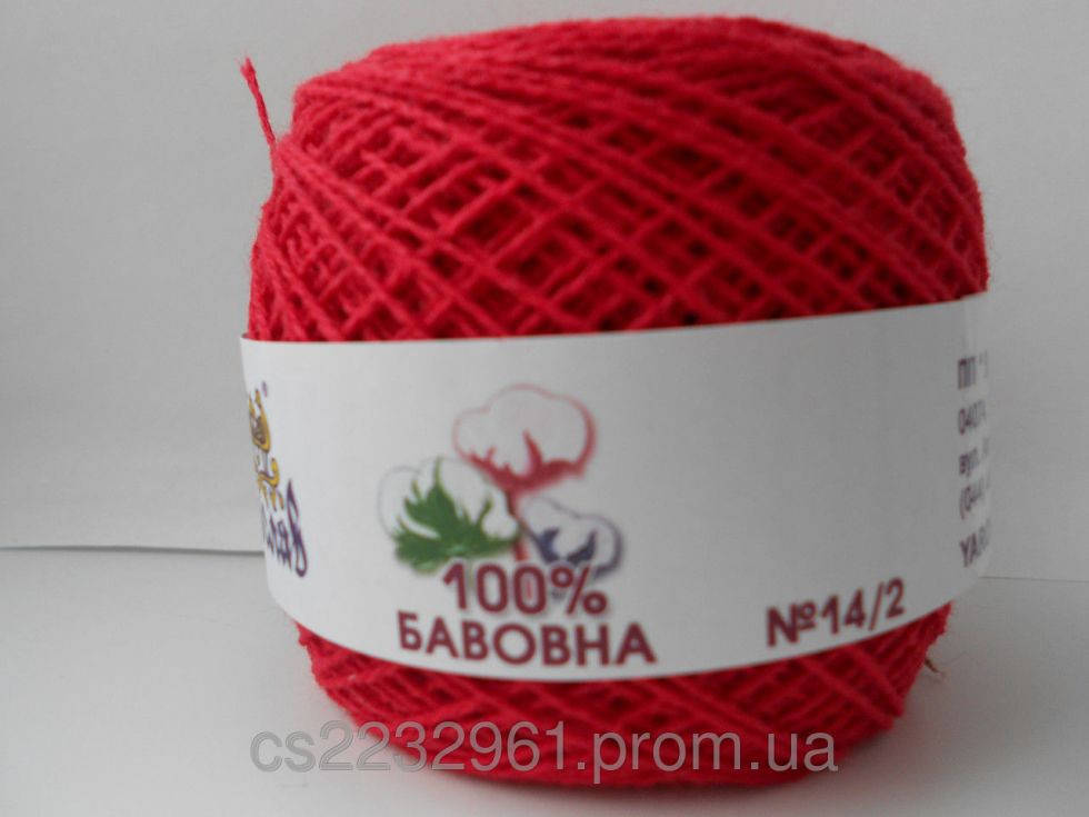 

Пряжа хлопоковая Ярослав №11 Томат, 350 м., Красный