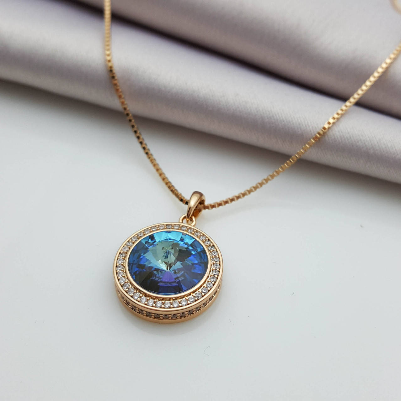 

Подвеска "Круг" с синим Swarovski, р.39-44, позолота Xuping, 18К