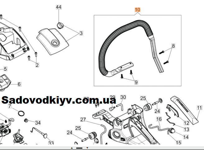 

Ручка верхняя для бензопилы Oleo-Mac GSH 51, GSH 56 (50312046R)