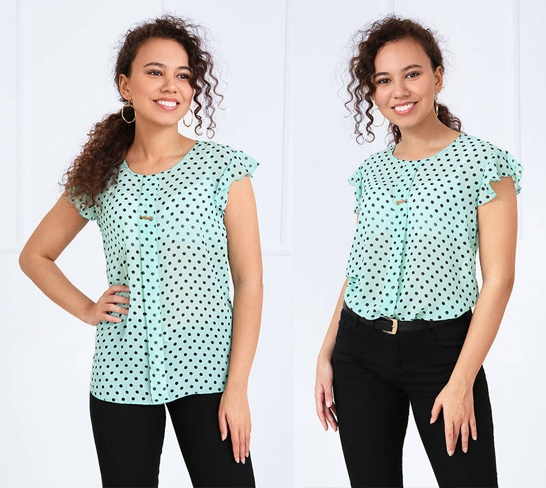 

Блузка шифоновая "Сьюзи - горошек"| Мятный 42, Мятный