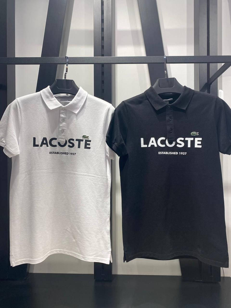 

Мужское брендовое поло / Lacoste / черное and белое XXL