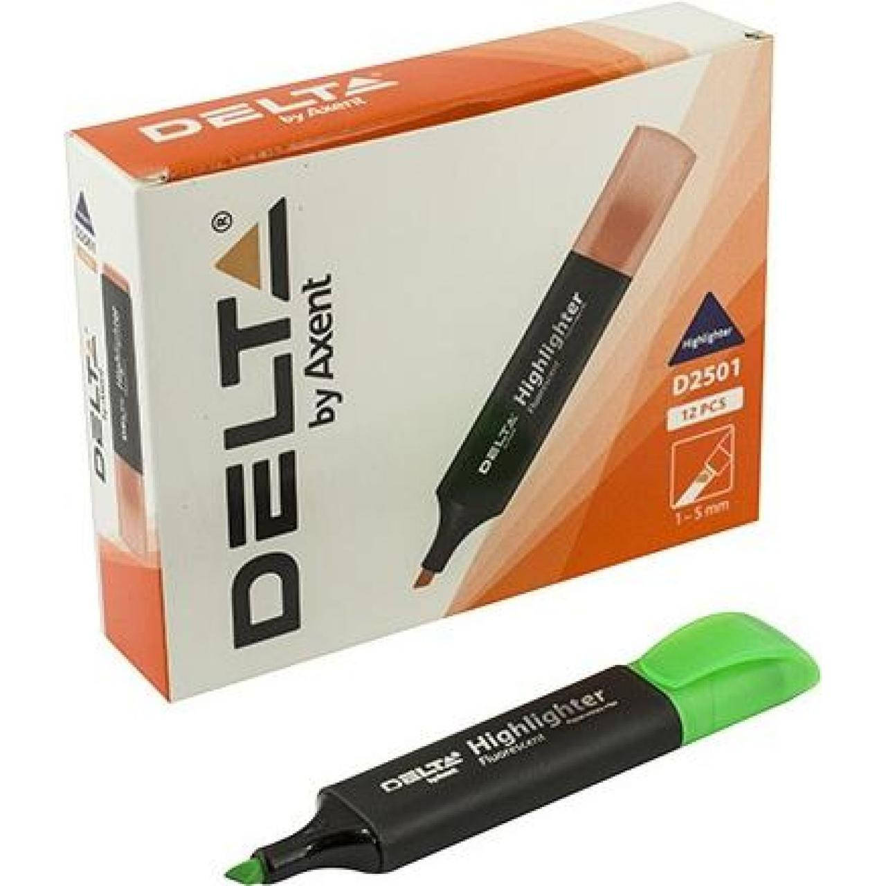 

Текстмаркер "Delta by Axent" №2501-04 Highlighter клин. 2-4мм зелен.(12), Зелёный