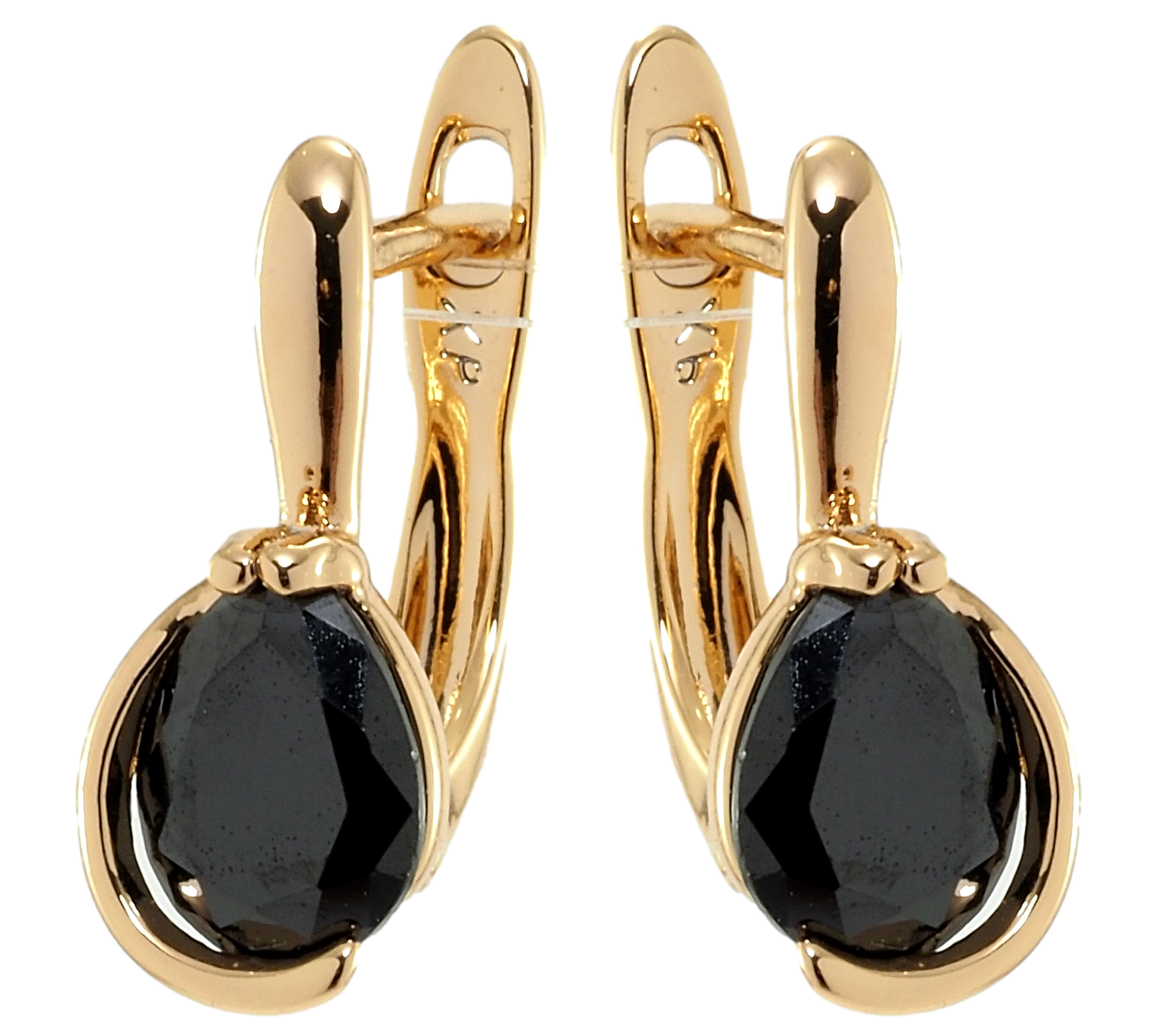 

Серьги Xuping Позолота 18K английский замок "Черные фианиты"